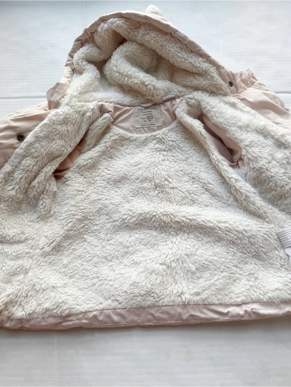 Zara Girl Outerwear Collection Faux Fur Lined Winter Puffer Jacket 18/24months